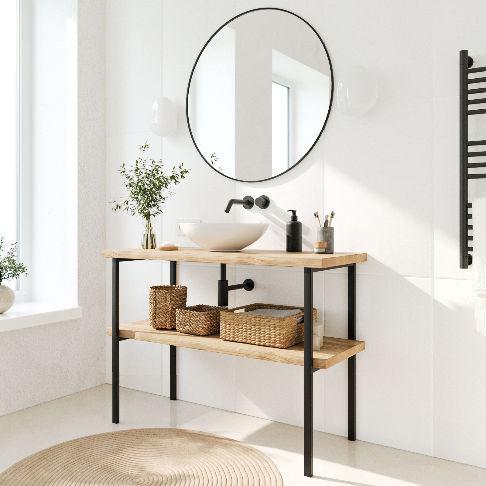 Support de lavabo NECKAR - hauteur 75 cm - 7 tailles - 2 couleurs