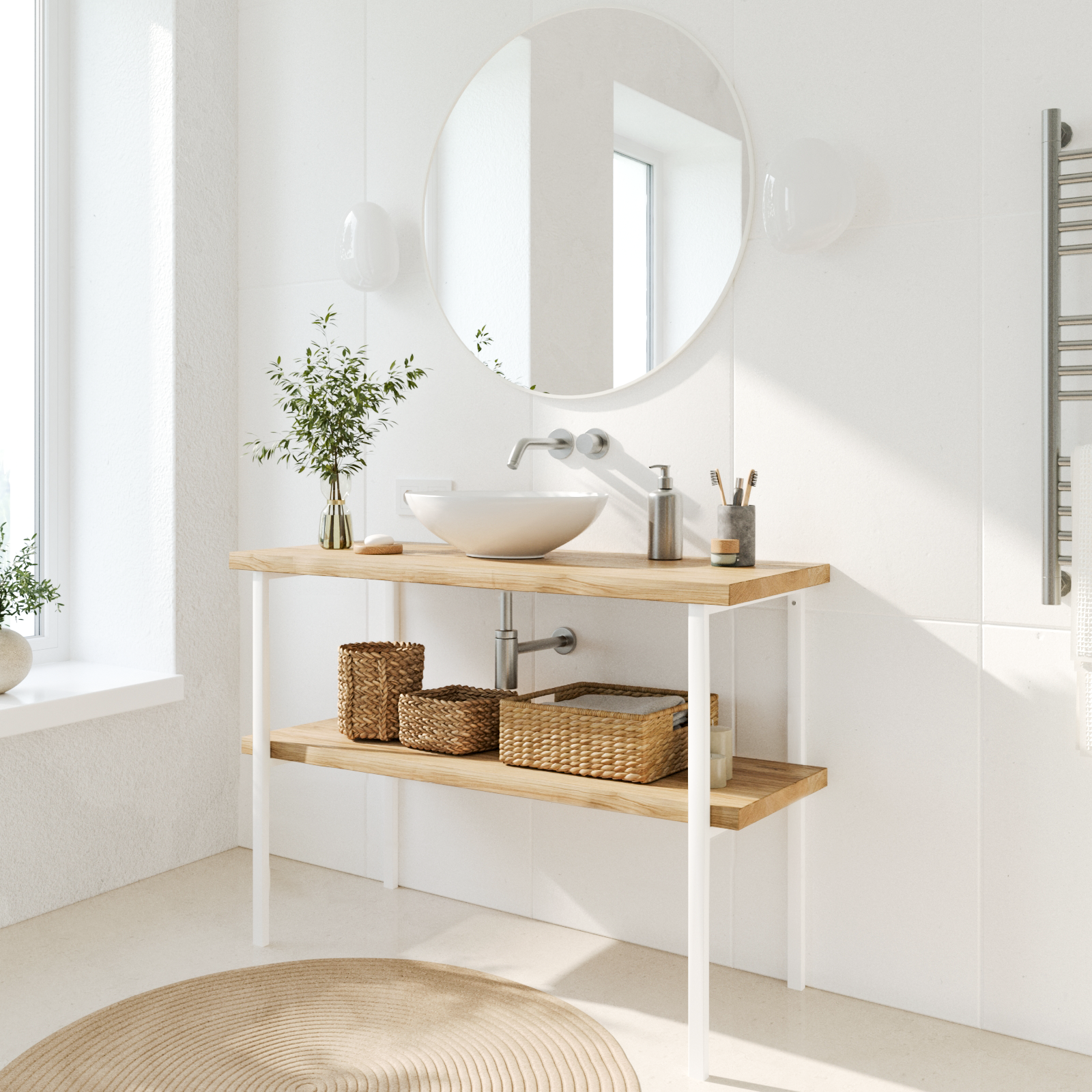 Support de lavabo NECKAR - hauteur 75 cm - 7 tailles - 2 couleurs