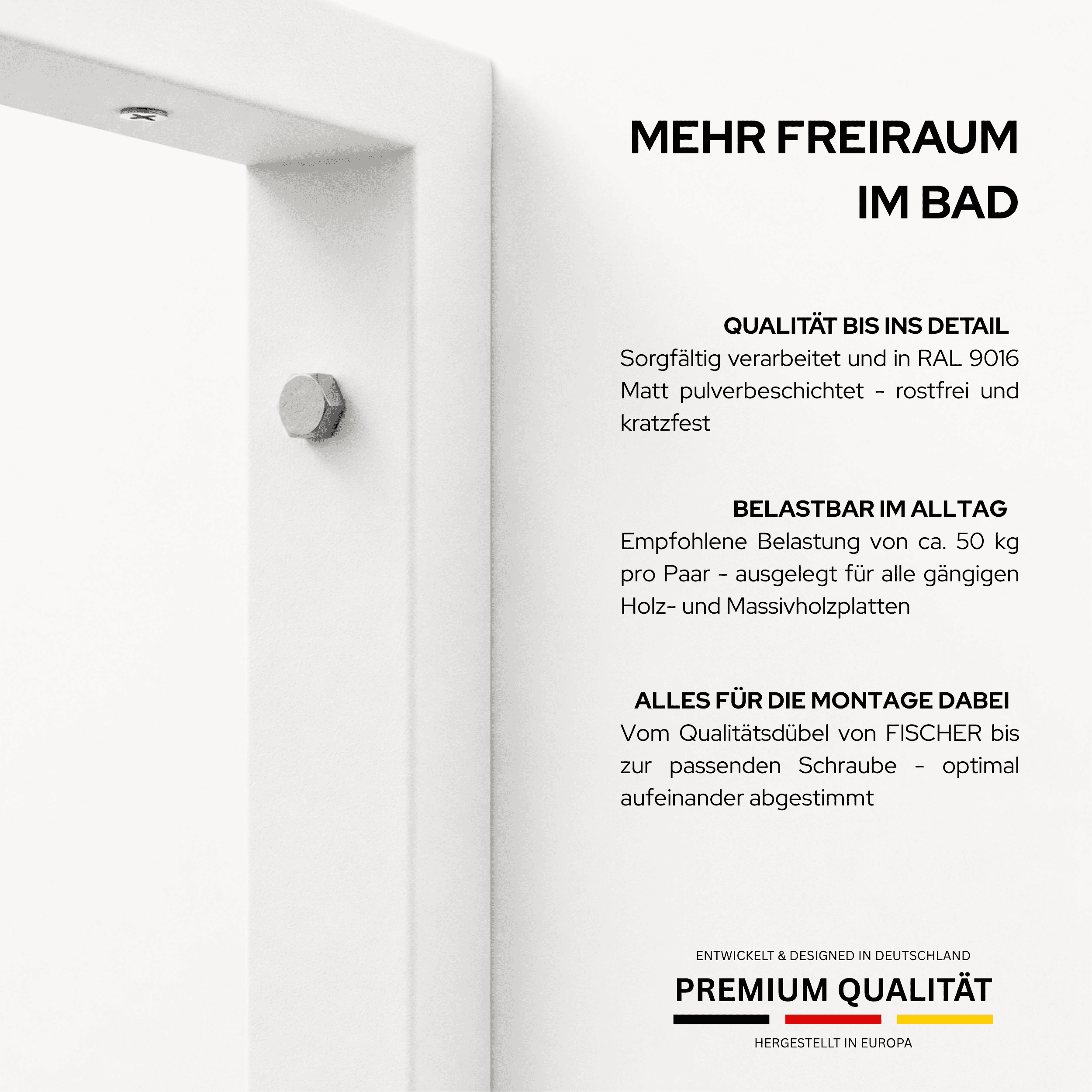 Doppelwaschtischhalterung - LAHN - U-förmig, Weiß
