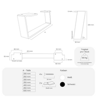 Furniture feet - 20 cm high - MAILAND - 7 sizes - 2 colors