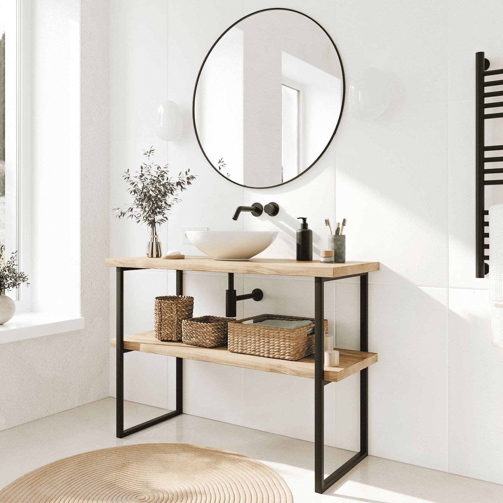 Support de lavabo NECKAR - hauteur 75 cm - 7 tailles - 2 couleurs