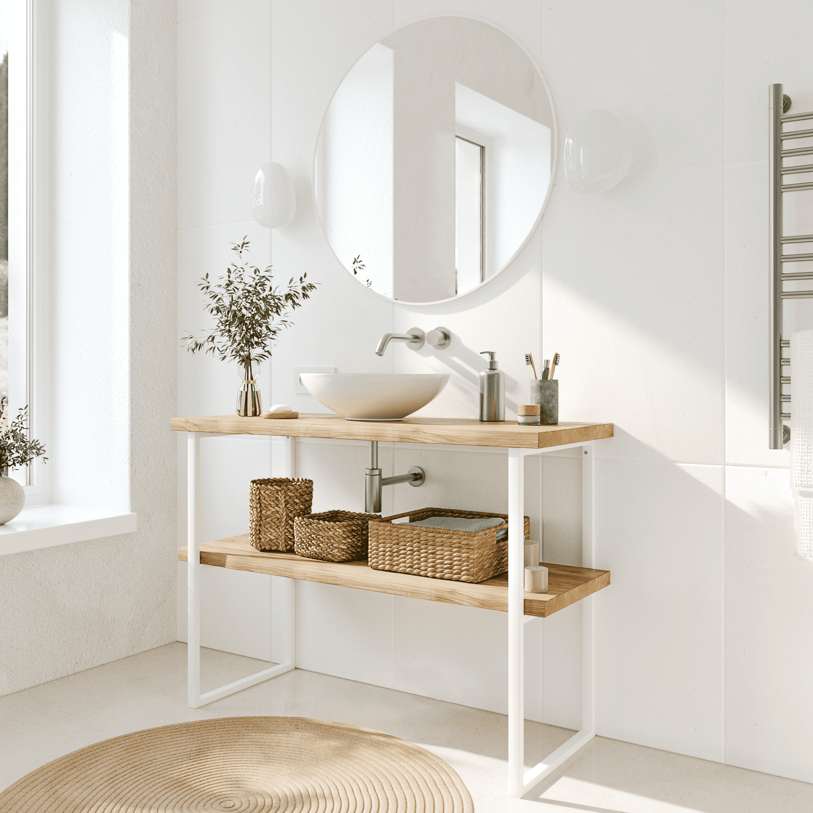 Support de lavabo NECKAR - hauteur 75 cm - 7 tailles - 2 couleurs