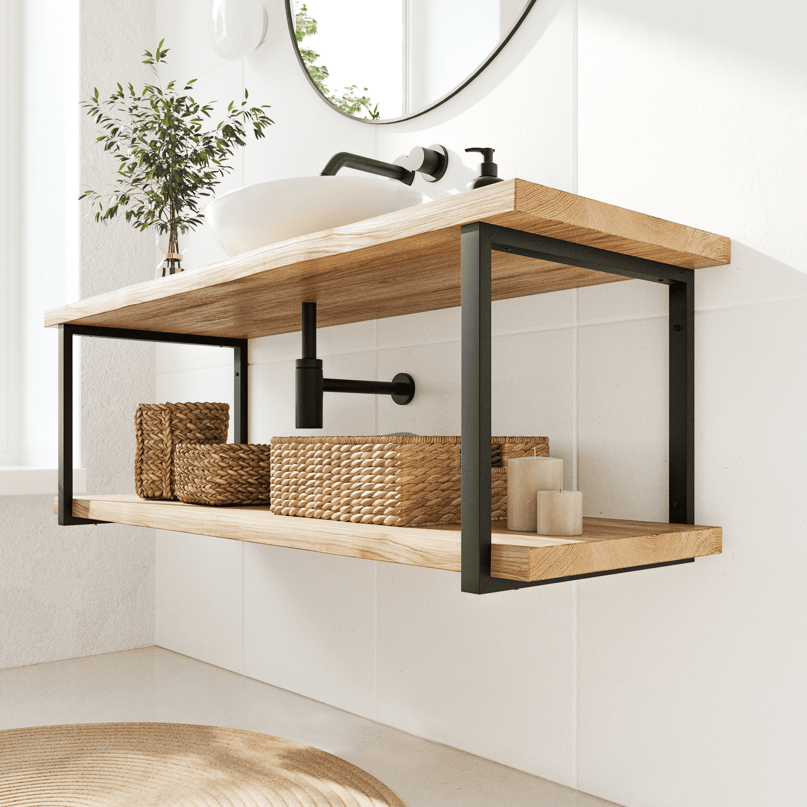 Waschtischhalterung REUSS von HEVVA in Schwarz – Detailansicht