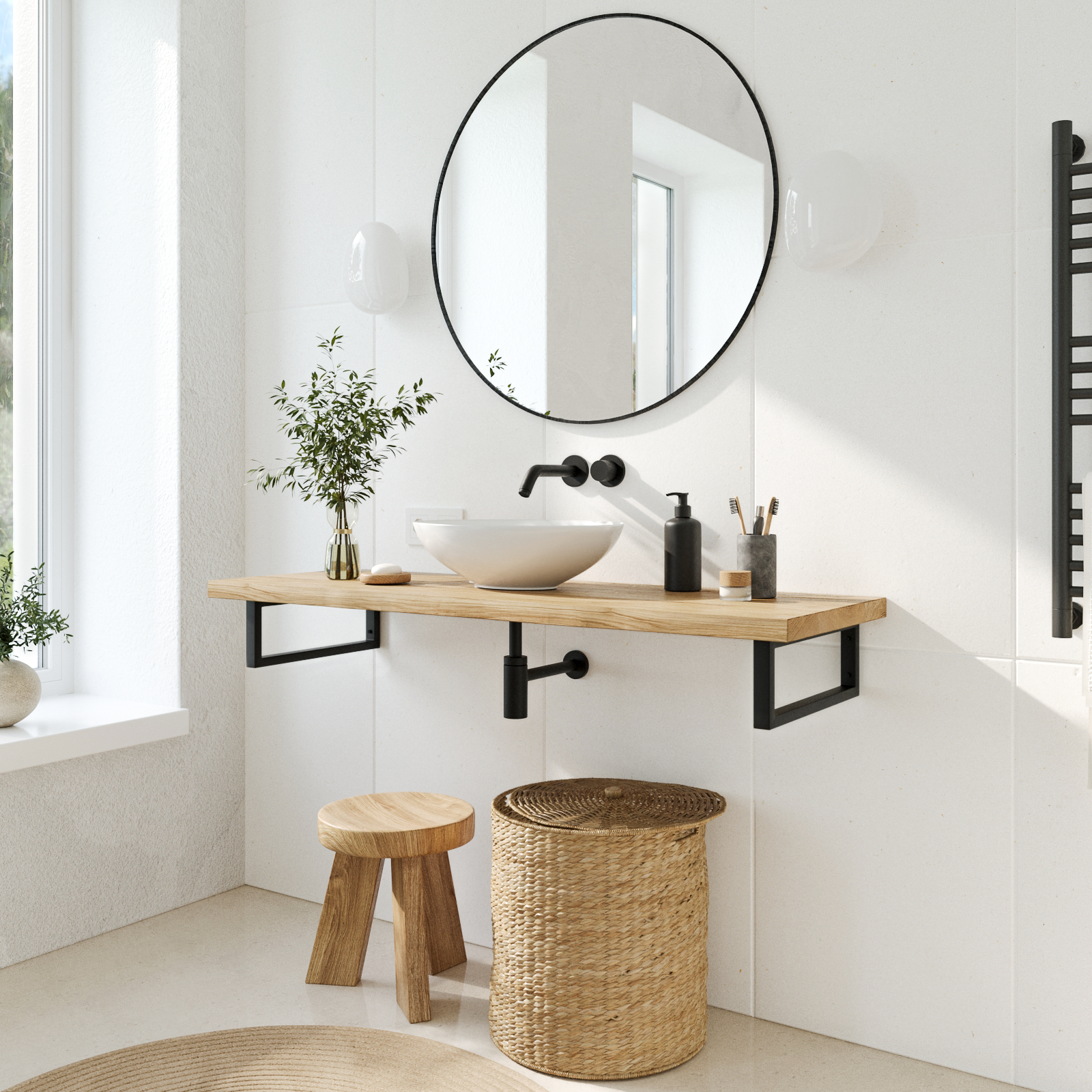Soporte de lavabo RHEIN, 15 cm de altura - 7 tamaños - 2 colores