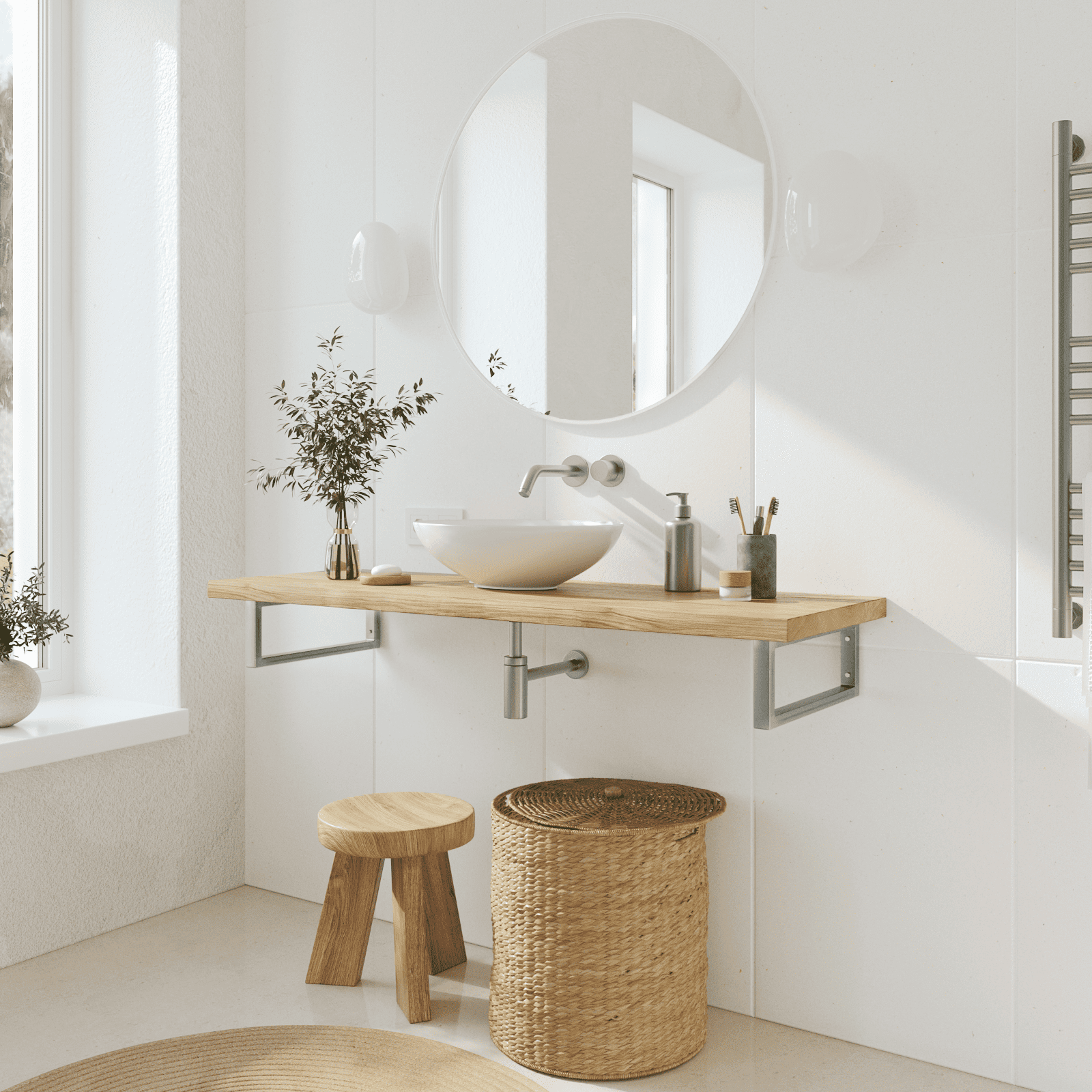 Porta lavabo RHEIN, altezza 15 cm - 7 misure - 2 colori