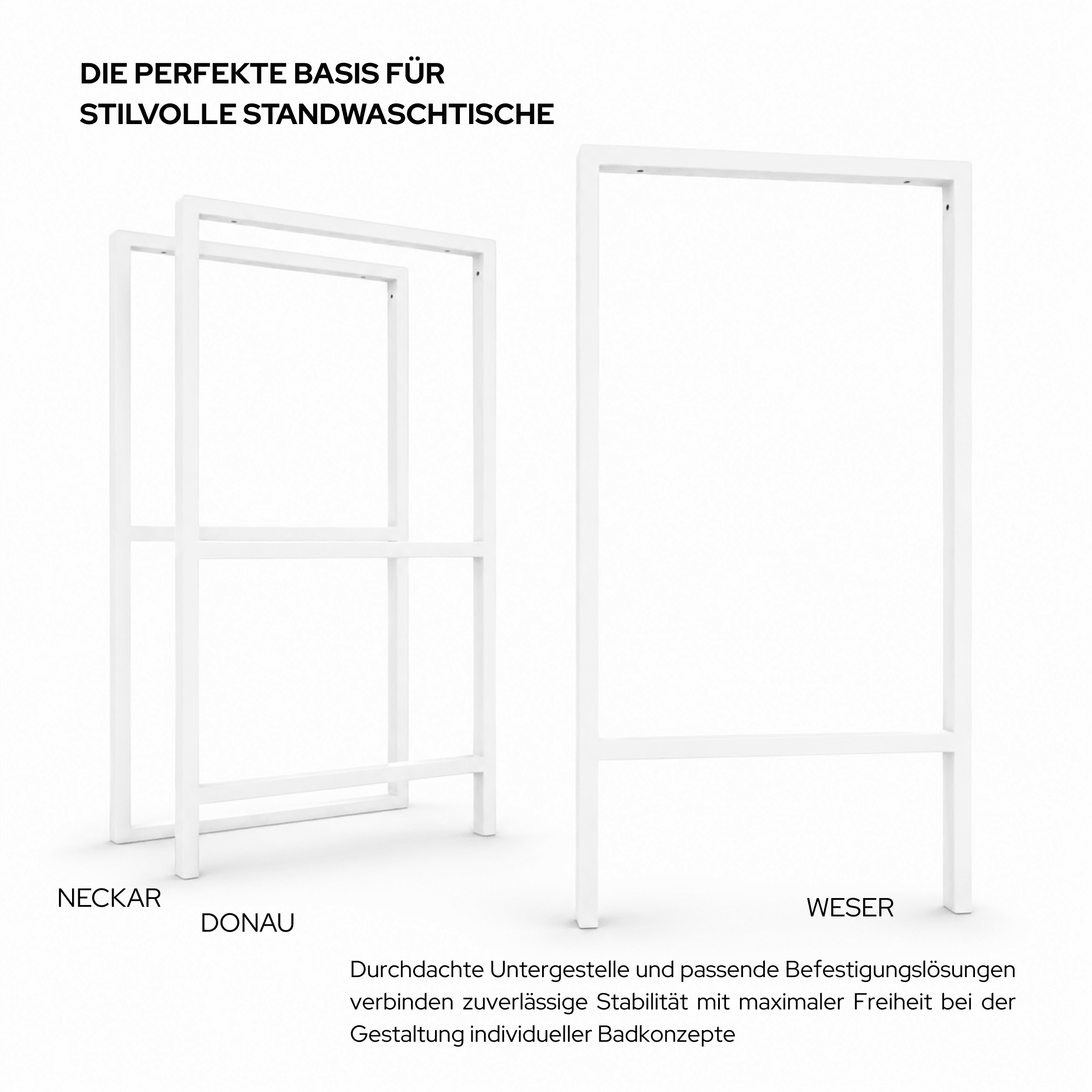 Bastidor de lavabo WESER - 75 cm de altura - 6 tamaños - 2 colores