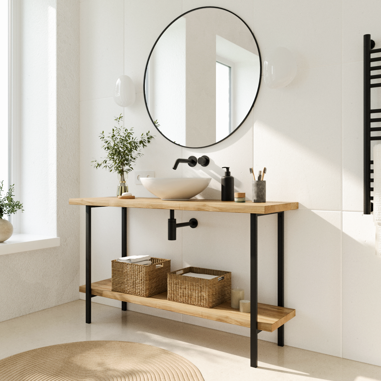 Wastafelframe WESER - 75 cm hoog - 6 maten - 2 kleuren